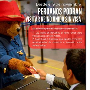 Peruanos no necesitaran visa para viajar al Reino Unido